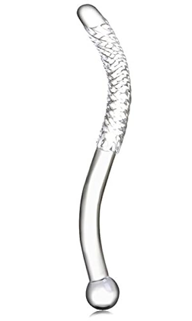 Crystal Glass Pleasure Wand Dildo Penis - AKStore - Smooth Glider Curved Glass,Clear